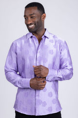 Barabas Wholesale Men's Floral Rose Button Down Long Sleeve Shirt 4B31 Lilac