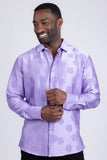 Barabas Wholesale Men's Floral Rose Button Down Long Sleeve Shirt 4B31 Lilac
