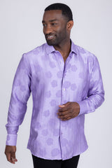 Barabas Wholesale Men's Floral Rose Button Down Long Sleeve Shirt 4B31 Purple