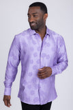 Barabas Wholesale Men's Floral Rose Button Down Long Sleeve Shirt 4B31 Purple