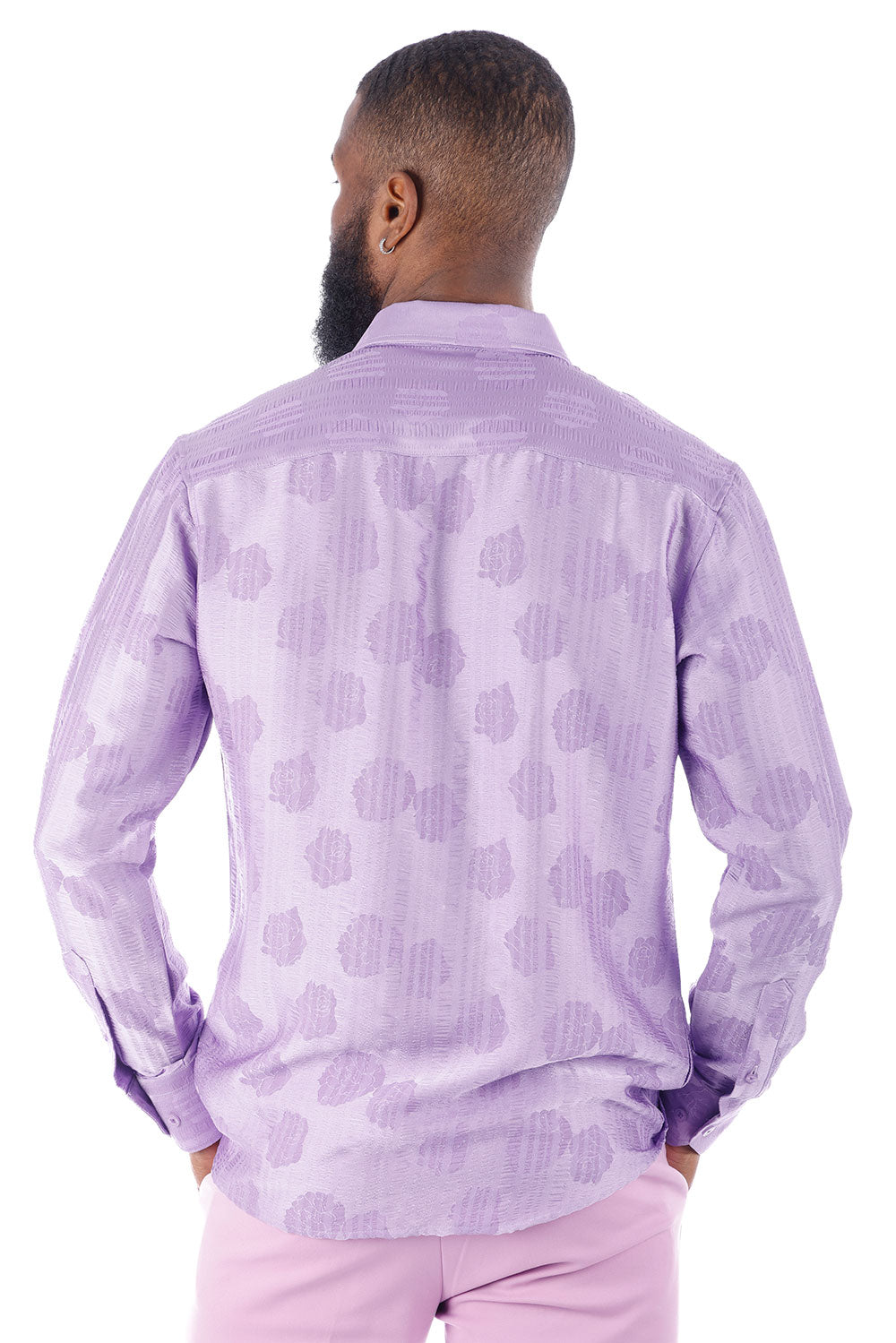 BARABAS Men's Floral Rose Button Down Long Sleeve Shirt 4B31 Lilac