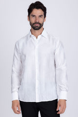 Barabas Wholesale Men's Floral Rose Button Down Long Sleeve Shirt 4B31 White