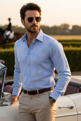 Barabas Wholesale Men's Floral Rose Button Down Long Sleeve Shirt 4B31 Blue