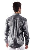 BARABAS Men's Metallic Shiny Button Down Long Sleeve Shirt 4B32 Metallic