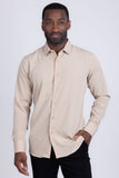Barabas Wholesale Men's Solid Color Casual Button Down Long Sleeve Shirt 4B33 Beige