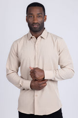 Barabas Wholesale Men's Solid Color Casual Button Down Long Sleeve Shirt 4B33 Beige