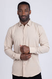 Barabas Wholesale Men's Solid Color Casual Button Down Long Sleeve Shirt 4B33 Beige
