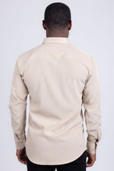 Barabas Wholesale Men's Solid Color Casual Button Down Long Sleeve Shirt 4B33 Beige