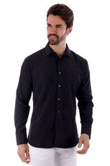 Barabas Wholesale Men's Solid Color Casual Button Down Long Sleeve Shirt 4B33 Black