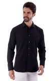 Barabas Wholesale Men's Solid Color Casual Button Down Long Sleeve Shirt 4B33 Black