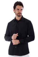 Barabas Wholesale Men's Solid Color Casual Button Down Long Sleeve Shirt 4B33 Black