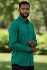 Barabas Wholesale Men's Solid Color Casual Button Down Long Sleeve Shirt 4B33 Green