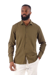 Barabas Wholesale Men's Solid Color Casual Button Down Long Sleeve Shirt 4B33 Khaki