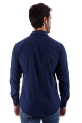 Barabas Wholesale Men's Solid Color Casual Button Down Long Sleeve Shirt 4B33 Navy