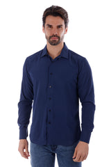 Barabas Wholesale Men's Solid Color Casual Button Down Long Sleeve Shirt 4B33 Navy