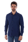 Barabas Wholesale Men's Solid Color Casual Button Down Long Sleeve Shirt 4B33 Navy