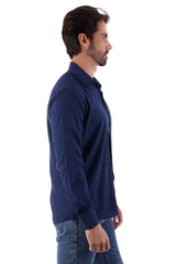 Barabas Wholesale Men's Solid Color Casual Button Down Long Sleeve Shirt 4B33 Navy
