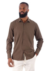 Barabas Wholesale Men's Solid Color Casual Button Down Long Sleeve Shirt 4B33 Nutshell