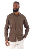 Barabas Wholesale Men's Solid Color Casual Button Down Long Sleeve Shirt 4B33 Nutshell