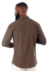 Barabas Wholesale Men's Solid Color Casual Button Down Long Sleeve Shirt 4B33 Nutshell