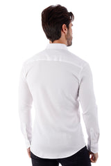 Barabas Wholesale Men's Solid Color Casual Button Down Long Sleeve Shirt 4B33 White