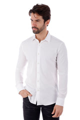 Barabas Wholesale Men's Solid Color Casual Button Down Long Sleeve Shirt 4B33 White