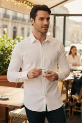 Barabas Wholesale Men's Solid Color Casual Button Down Long Sleeve Shirt 4B33 White