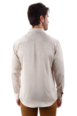 Barabas Wholesale Men's Textured Stretch Button Down Long Sleeve Shirt 4B34 Beige