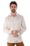 BARABAS Men's Textured Stretch Button Down Long Sleeve Shirt 4B34 Beige