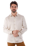 Barabas Wholesale Men's Textured Stretch Button Down Long Sleeve Shirt 4B34 Beige