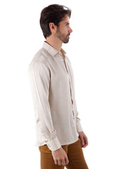 Barabas Wholesale Men's Textured Stretch Button Down Long Sleeve Shirt 4B34 Beige