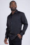 Barabas Wholesale Men's Textured Stretch Button Down Long Sleeve Shirt 4B34 Black