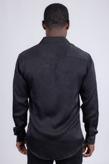 Barabas Wholesale Men's Textured Stretch Button Down Long Sleeve Shirt 4B34 Black