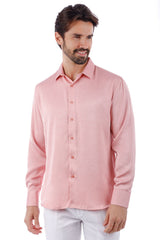 Barabas Wholesale Men's Textured Stretch Button Down Long Sleeve Shirt 4B34 Pink