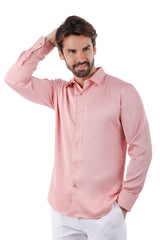 Barabas Wholesale Men's Textured Stretch Button Down Long Sleeve Shirt 4B34 Pink