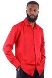 BARABAS Men's Textured Stretch Button Down Long Sleeve Shirt 4B34 Red