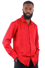 Barabas Wholesale Men's Textured Stretch Button Down Long Sleeve Shirt 4B34 Red