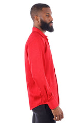 Barabas Wholesale Men's Textured Stretch Button Down Long Sleeve Shirt 4B34 Red