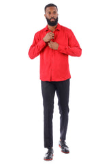 Barabas Wholesale Men's Textured Stretch Button Down Long Sleeve Shirt 4B34 Red