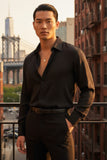 Barabas Wholesale Men's Textured Stretch Button Down Long Sleeve Shirt 4B34 Black