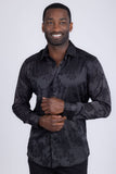 Barabas Wholesale Men's Floral Stretch Button Down Long Sleeve Shirt 4B36 Black