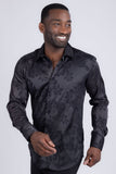 Barabas Wholesale Men's Floral Stretch Button Down Long Sleeve Shirt 4B36 Black