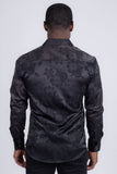 Barabas Wholesale Men's Floral Stretch Button Down Long Sleeve Shirt 4B36 Black
