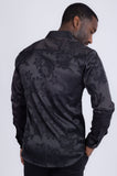 Barabas Wholesale Men's Floral Stretch Button Down Long Sleeve Shirt 4B36 Black