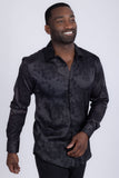 Barabas Wholesale Men's Floral Stretch Button Down Long Sleeve Shirt 4B36 Black
