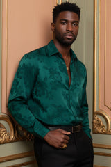 Barabas Wholesale Men's Floral Stretch Button Down Long Sleeve Shirt 4B36 Green