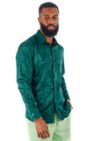 Barabas Wholesale Men's Floral Stretch Button Down Long Sleeve Shirt 4B36 Green