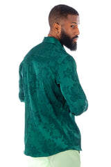 Barabas Wholesale Men's Floral Stretch Button Down Long Sleeve Shirt 4B36 Green