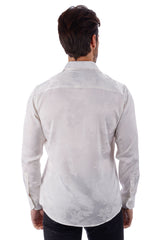 Barabas Wholesale Men's Floral Stretch Button Down Long Sleeve Shirt 4B36 White
