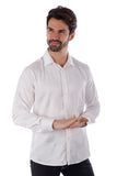 Barabas Wholesale Men's Floral Stretch Button Down Long Sleeve Shirt 4B36 White